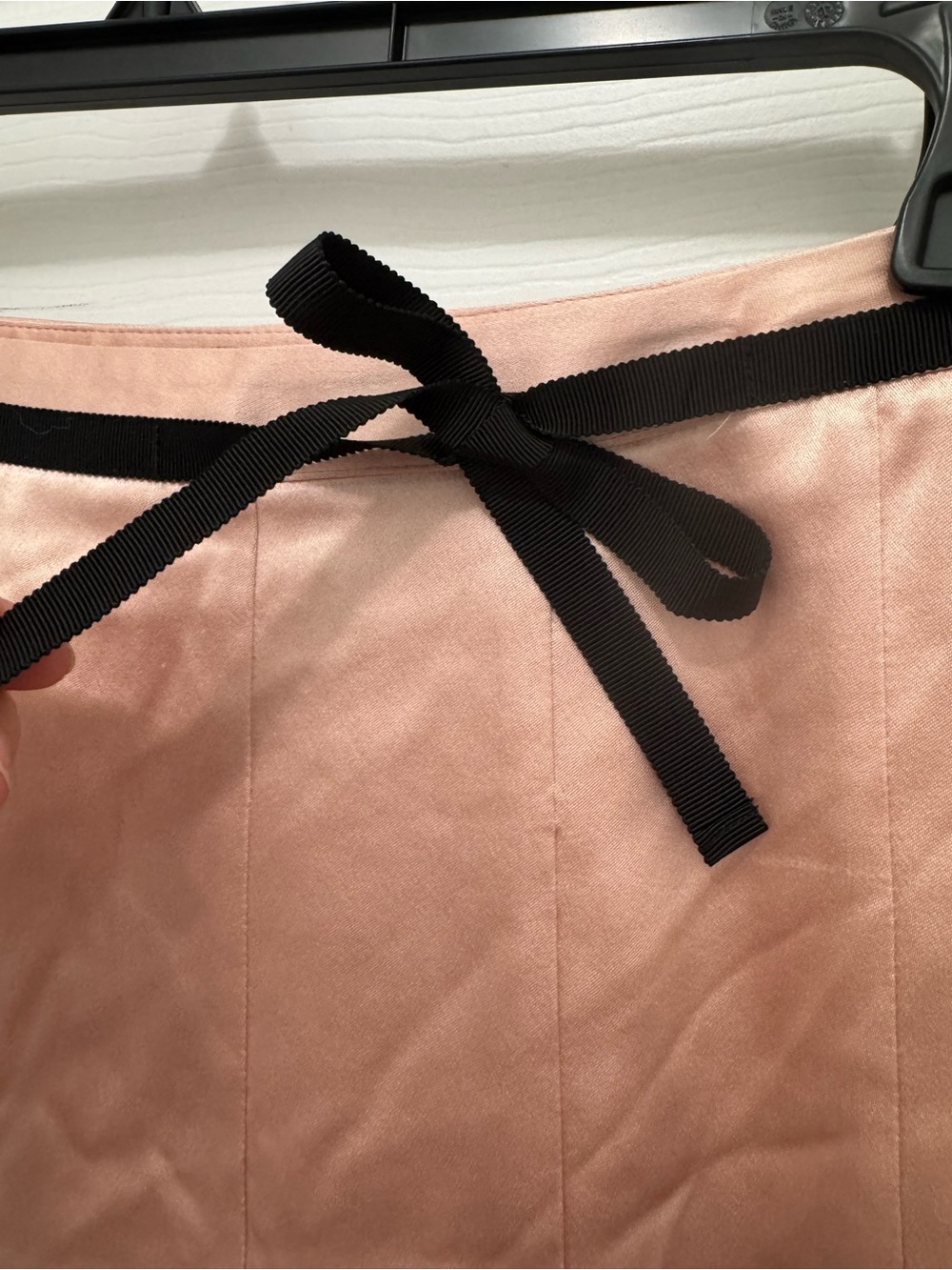 Y2K Style Express Blush Pink A-Line 100% Silk Skirt with Black Trim - Picture 6 of 15